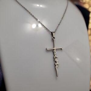 Faith cross stainless steel necklace